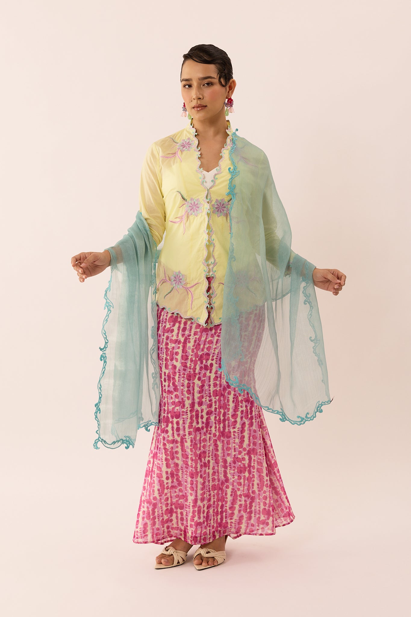 Becoming Embroidered Shawl in Breeze