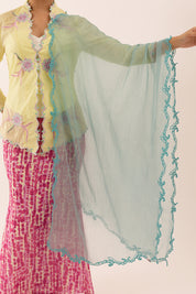 Becoming Embroidered Shawl in Breeze