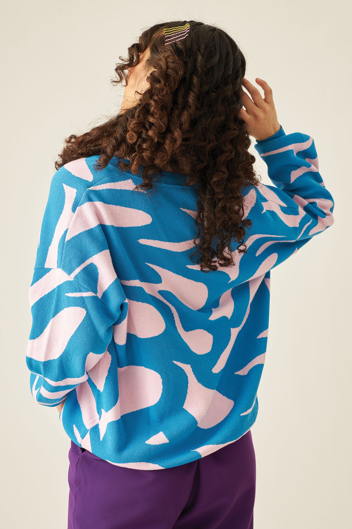 BRAZEN Oversized Cardigan in Cool Azure