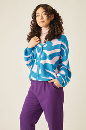 BRAZEN Oversized Cardigan in Cool Azure