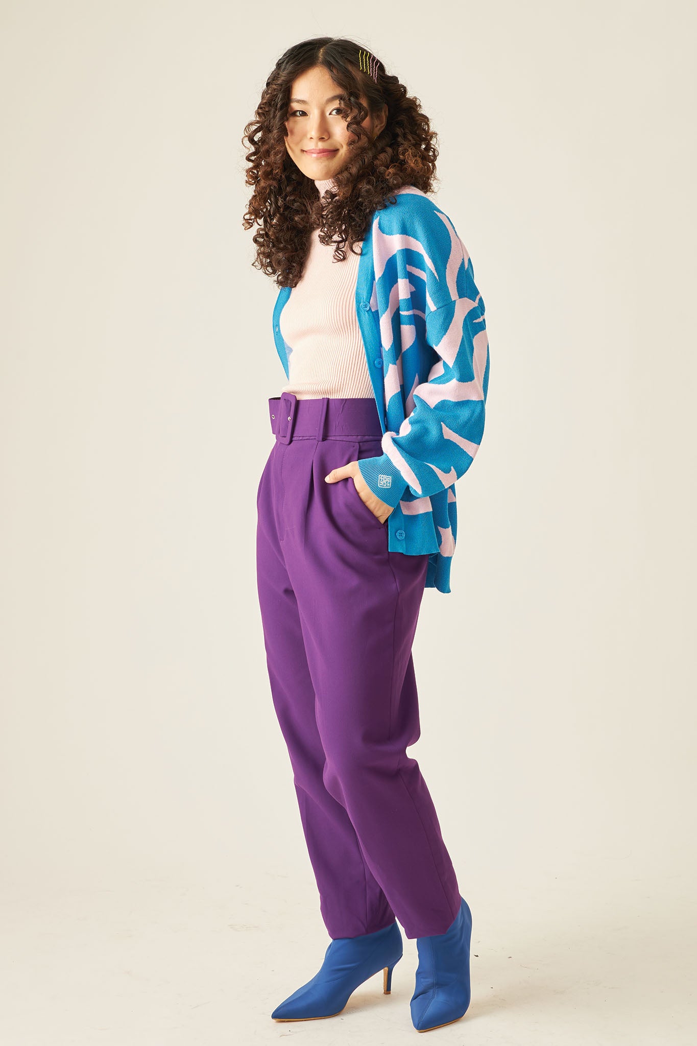 BRAZEN Oversized Cardigan in Cool Azure