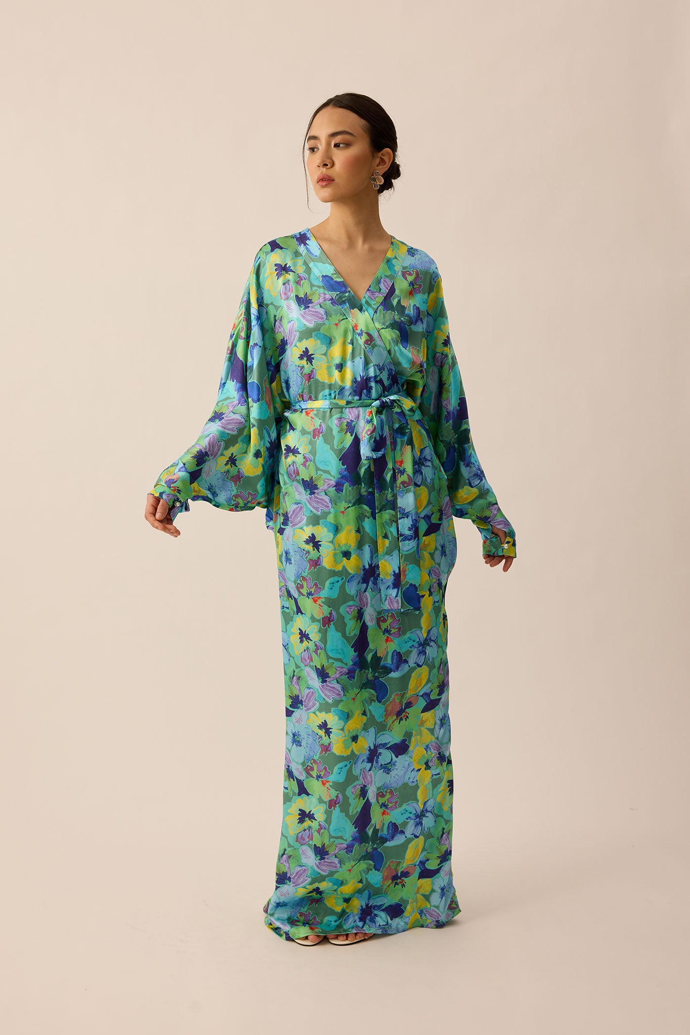 SOUL Draped Kaftan in Lagoon
