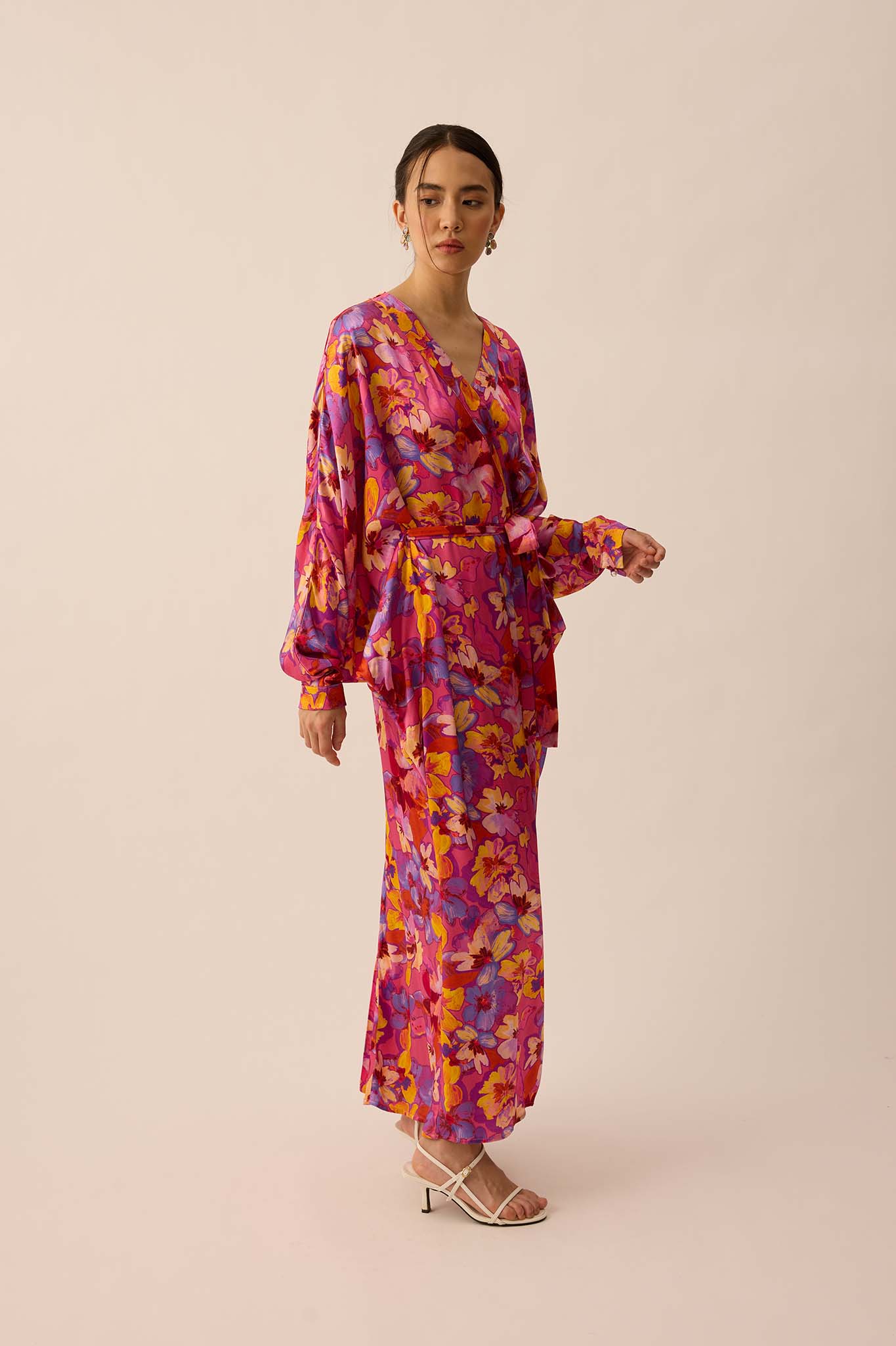 SOUL Draped Kaftan in Rouge