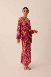 SOUL Draped Kaftan in Rouge