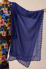 Embroidered Chiffon Shawl in Quartz