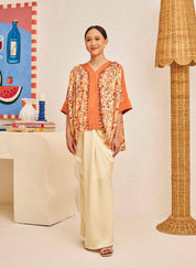 FLORES Contrast Blouse in Clementine