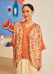 FLORES Contrast Blouse in Clementine