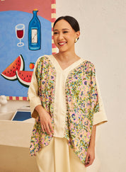 FLORES Contrast Blouse in Evergreen
