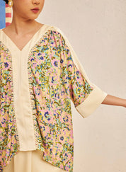 FLORES Contrast Blouse in Evergreen