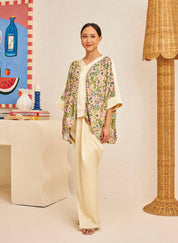 FLORES Contrast Blouse in Evergreen