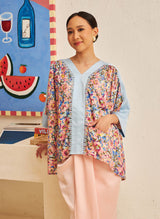 FLORES Contrast Blouse in Iris