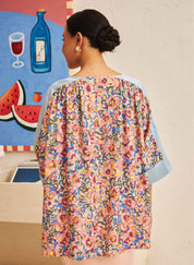 FLORES Contrast Blouse in Iris