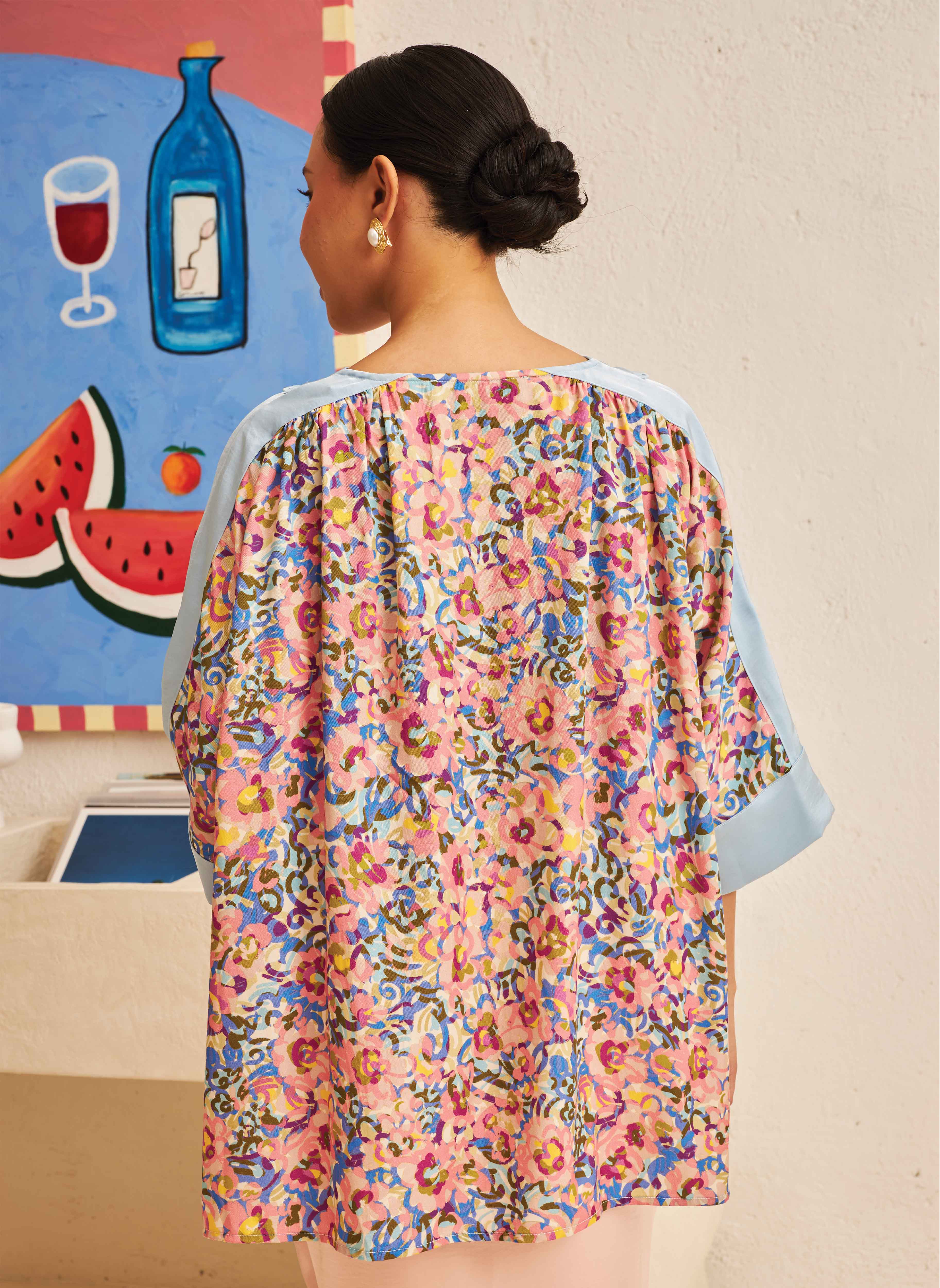 FLORES Contrast Blouse in Iris