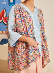 FLORES Contrast Blouse in Iris