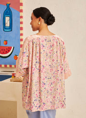 FLORES Contrast Blouse in Petal