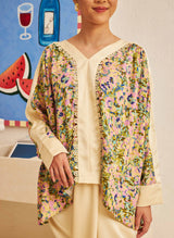FLORES Long Sleeve Contrast Blouse in Evergreen