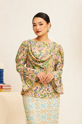FLORES Cowl Neck Blouse in Evergreen