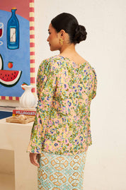 FLORES Cowl Neck Blouse in Evergreen