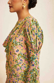 FLORES Cowl Neck Blouse in Evergreen