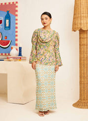 FLORES Cowl Neck Blouse in Evergreen