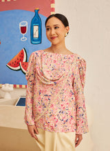 FLORES Cowl Neck Blouse in Petal