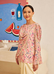 FLORES Cowl Neck Blouse in Petal