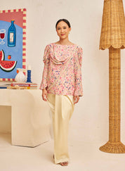 FLORES Cowl Neck Blouse in Petal
