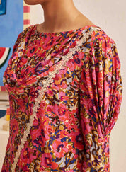 FLORES Cowl Neck Blouse in Cerise