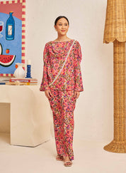 FLORES Cowl Neck Blouse in Cerise