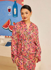 FLORES Draped Blouse in Cerise