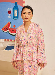 FLORES Draped Blouse in Petal