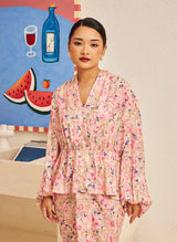 FLORES Draped Blouse in Petal