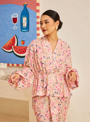 FLORES Draped Blouse in Petal