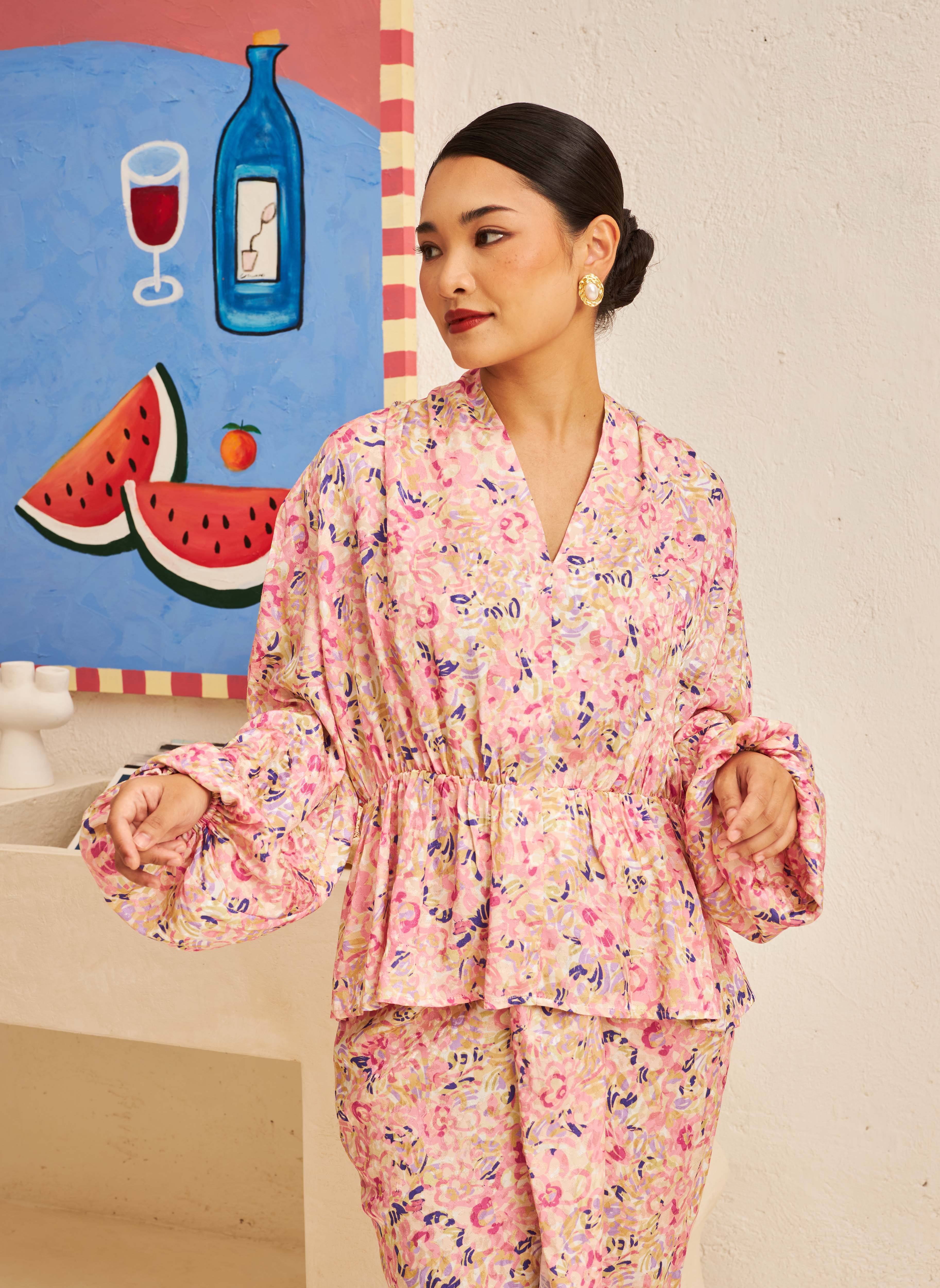 FLORES Draped Blouse in Petal