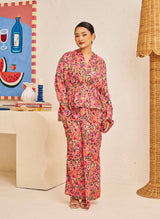 FLORES Draped Set in Cerise