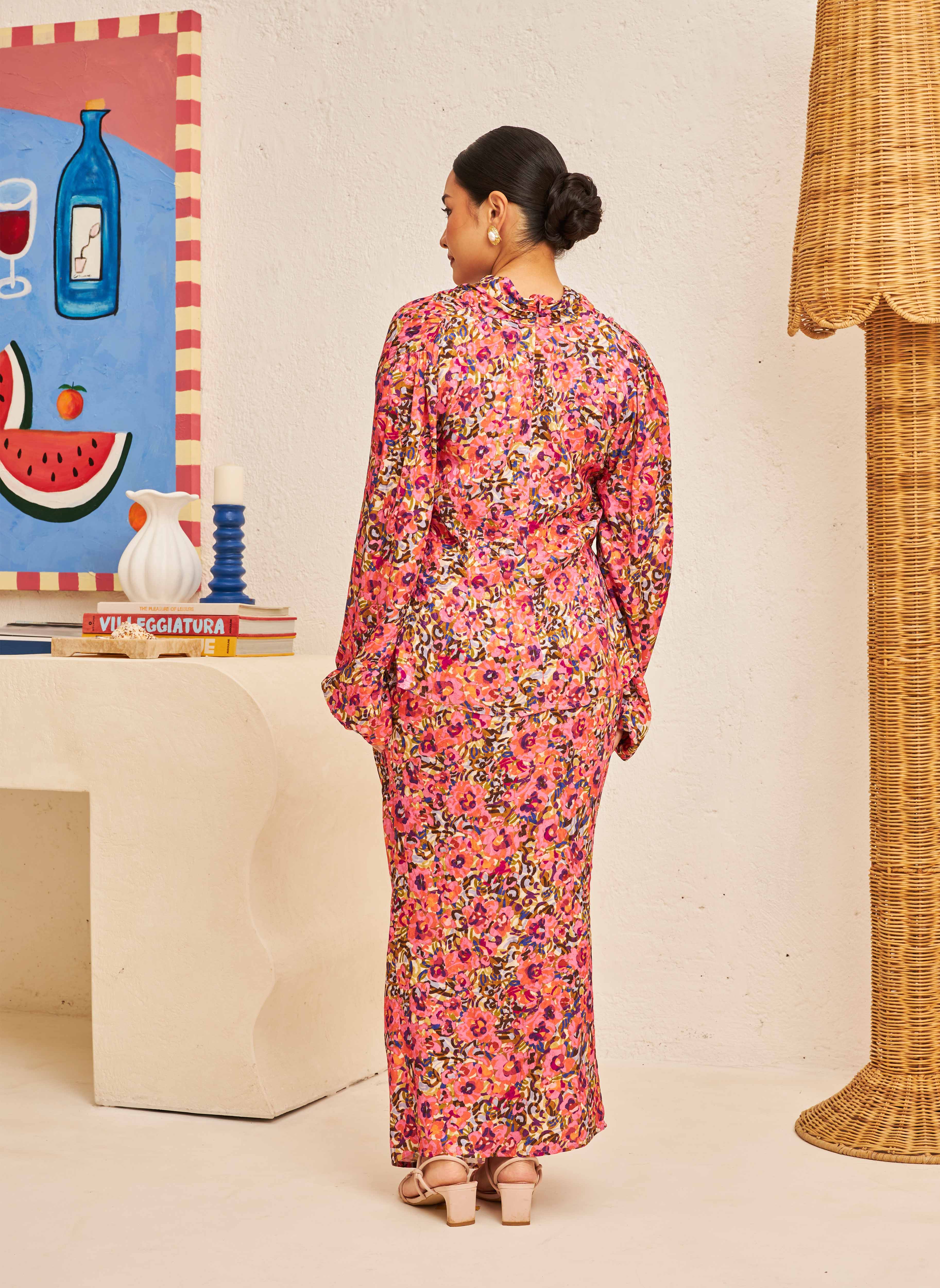 FLORES Draped Set in Cerise