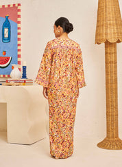 FLORES Kurung Kedah Set in Clementine