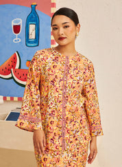 FLORES Kurung Kedah Set in Clementine