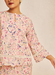 FLORES Embroidered Kurung Kedah in Petal