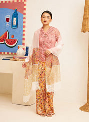FLORES Organza Shawl in Clementine