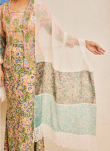 FLORES Organza Shawl in Evergreen
