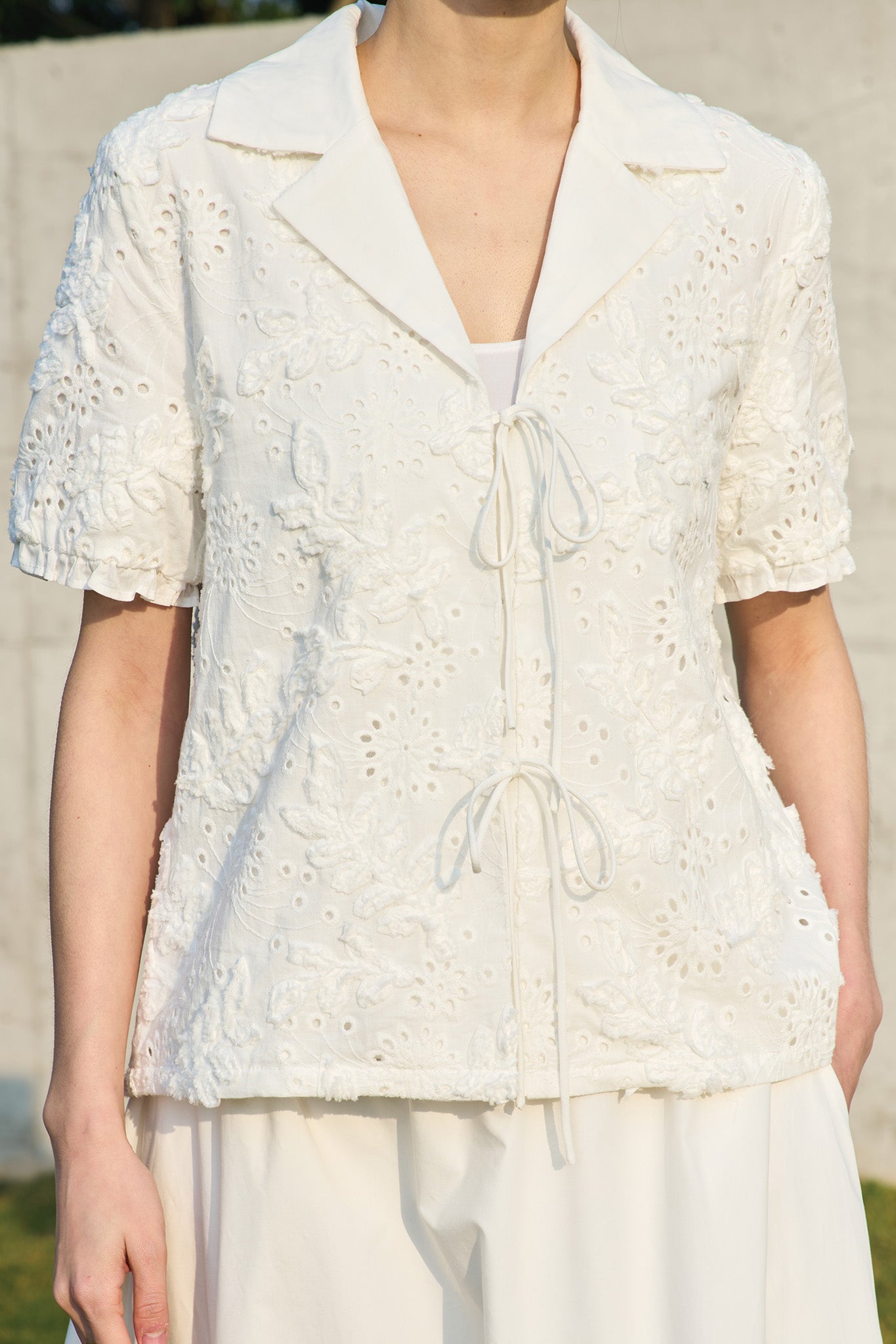 SENSE Tie Blouse in White