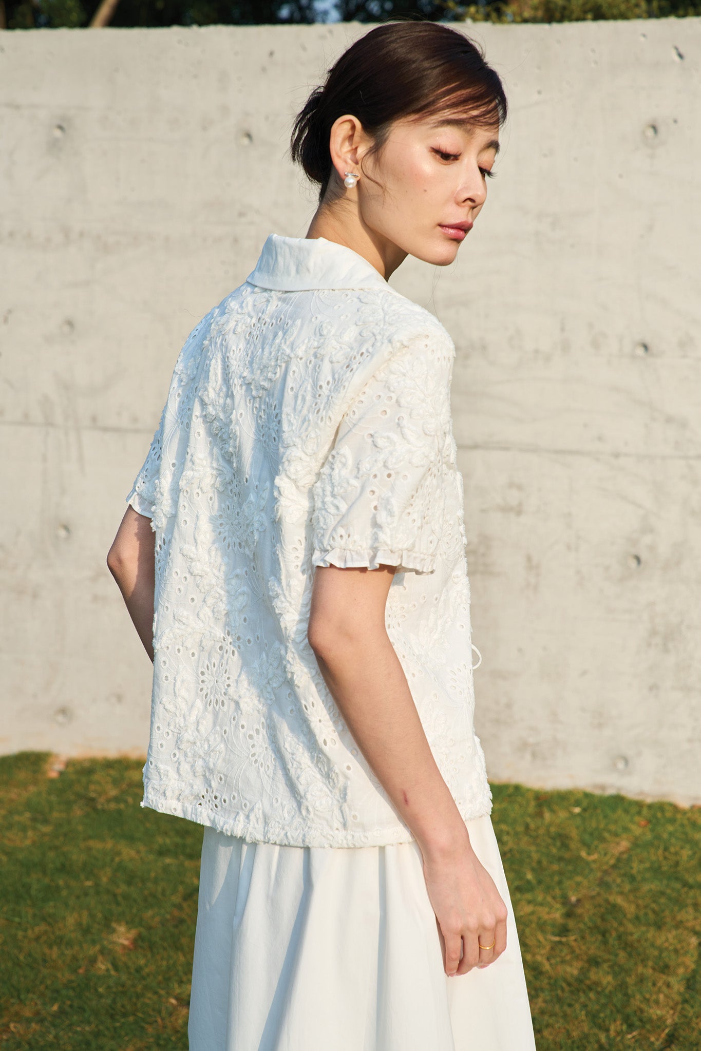 SENSE Tie Blouse in White