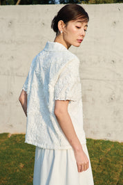 SENSE Tie Blouse in White