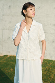 SENSE Tie Blouse in White
