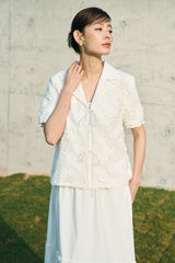 SENSE Tie Blouse in White