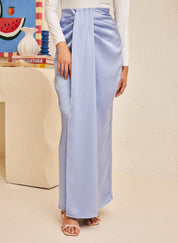 Glossy Draped Skirt in Dark Periwinkle