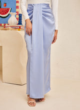 Glossy Draped Skirt in Dark Periwinkle