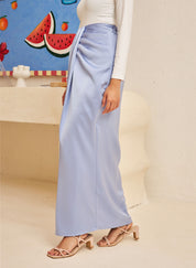 Glossy Draped Skirt in Dark Periwinkle