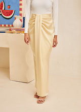 Glossy Draped Skirt in Pearl